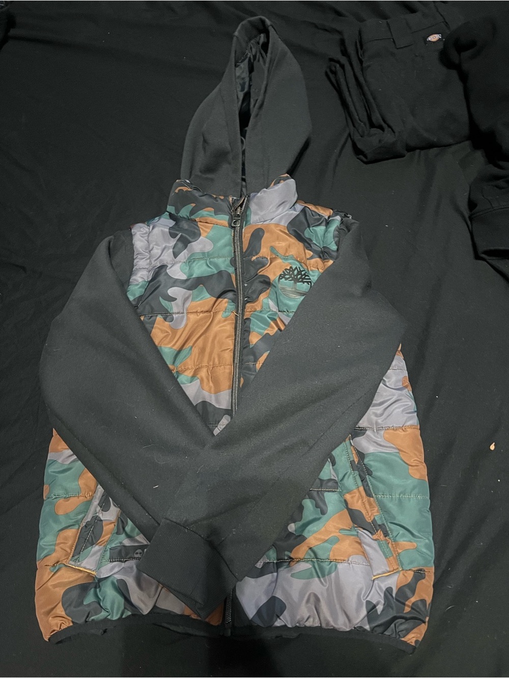 Timberland Black Jacket with Brown Camo Accents - Kids M (10/12)